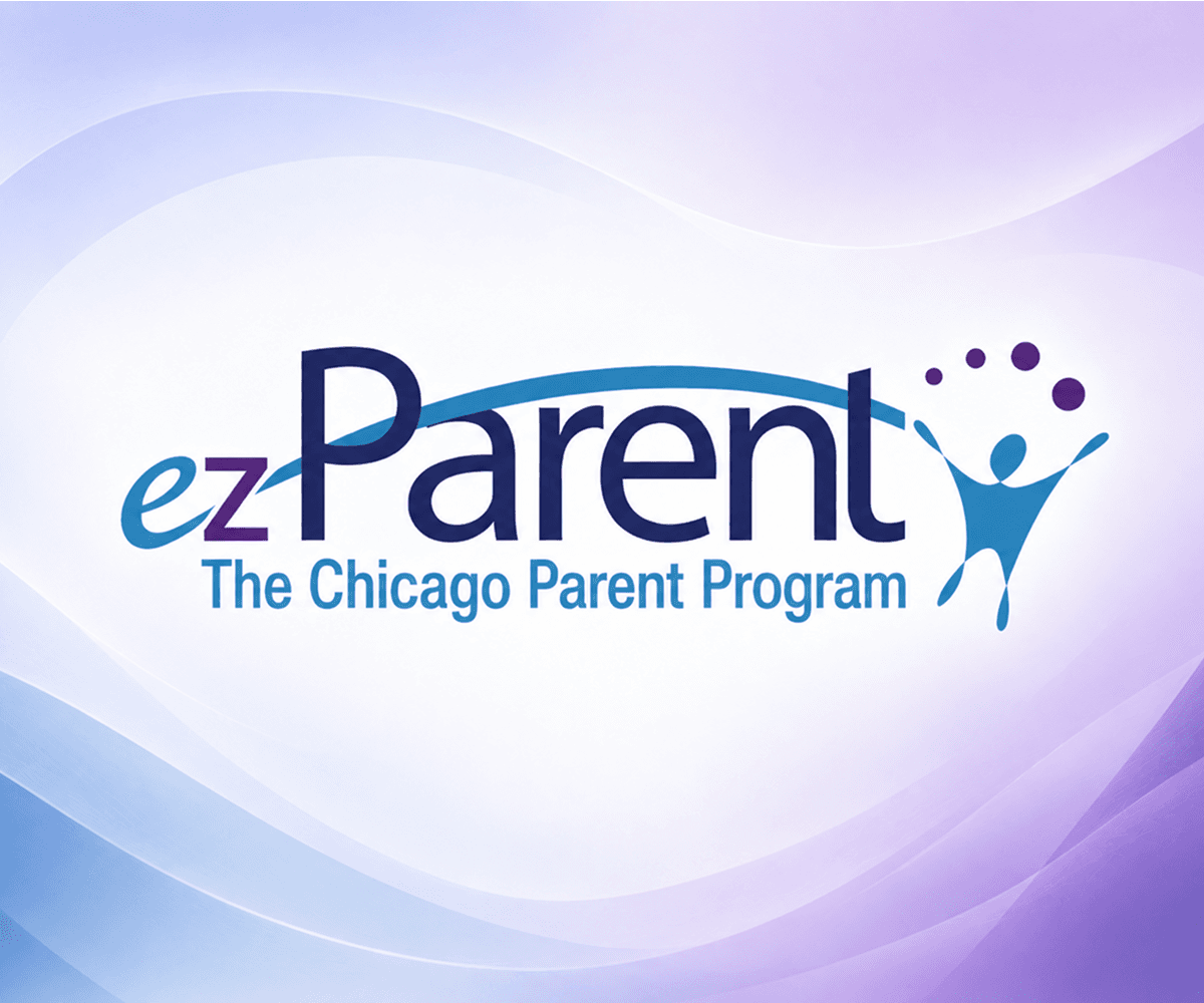 ezParent program logo on a blue and purple background